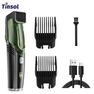 Tinsol Cordless Electric Hair Trimmer Professional Hair Cutting Multifun ctional Men Razor Built-in Vacuum Clipper Rechargeable