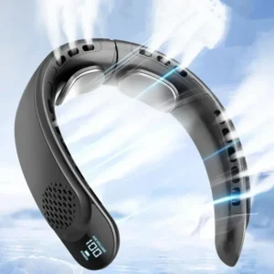 4000mAh Leafless Portable Neck Fan Turbine Vaneless Design 3 Gears Super Strong Wind Fast Cooling Digital Display for Outdoor
