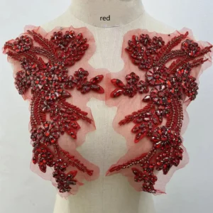 1Pair Diamond Rhinestone Applique Patches Sew On Wedding Evening Wear For Decoration