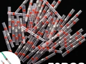 50PCS Heat Shrinkable Wire Connectors SST21 Waterproof Sleeve AWG22-18 Butt Electrical Splice Tinned Solder Seal Terminal