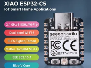 5GHz ESP32 C5 Seeed Studio XIAO ESP32C5 2.4GHz Wi-Fi 6 Module Dev Board RISC-V, Bluetooth IEEE Zigbee Thread Matter HomeKit MQTT