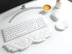 Keyboard Mouse Wrist Rest Angel Wing Memory Foam Mouse Pad Set Wrist Support Ergonomic Non-Slip for Computer Laptop Easy Typing