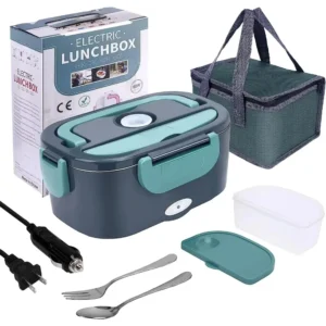 1.5L 60W Portable Electric Lunch Box,Leak Proof Design Car & Home Food Heater – Insulated Heated Lunch Container for Work Travel