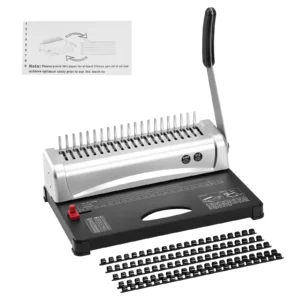 SucceBuy Binding Machine Comb Binding Machine 21Holes Binding 450 Sheets Book Binder Machine with 100 PCS 3/8'' Comb Binding Spines