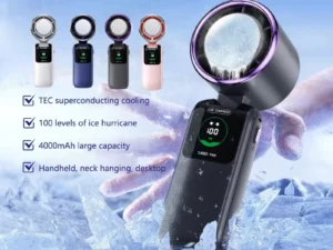 Portable Air Cooling Turbos Handheld Fan 100-Speed Adjustable Refrigeration Cooler 4000mAh LED Display USB Rechargeable