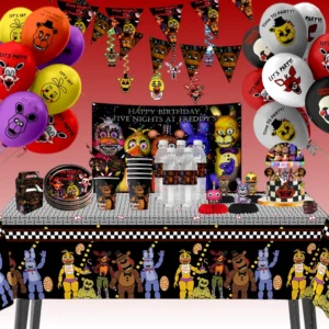 FNAF Five Nights At Freddy´s Party Theme Halloween Decor Disposable Birthday Party Tableware Digital Balloon Background Supplie