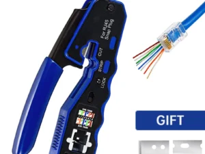 ZoeRax RJ45 Crimp Tool Pass Through Crimper Cutter for Cat6a Cat6 Cat5 8P8C Modular Connector Ethernet All-in-one Wire Tool