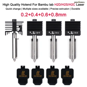 New High Quality H2D H2S H2C Hotend Kit with 0.2/0.4/0.6/0.8mm Hardened steel Nozzle Replace Hotend Kit For Bambu H2D A1 A1mini