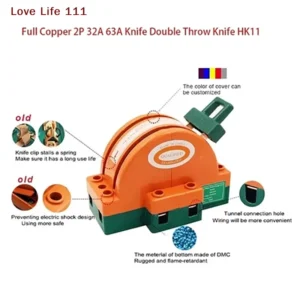 New 2 Pole Double Throw Knife Disconnect Switch 32A 63A 100A DPDT Cutter Safety Disconnect Switch Power Disconnect Switch