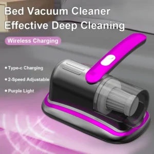 Wireless Handheld Mattress Vacuum Cleaner with UV-C Light HEPA Filter And Ultrasonic Vibration12KPa for Bed Sofa Car Seat Carpet