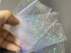 100PCS Holographic Card Sleeves photcard Protector 65x90mm for Magic TCG gaming cards, Anti-Scratch Glittering Foil Film