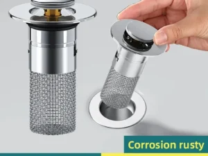 1PCS Washbasin Leak Plug, Stainless Steel Odor Proof Bouncing Core, Press Type Sink Drain, Universal Accessory for Washbasin