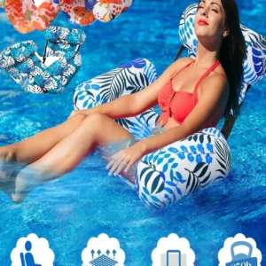 1pcs New Inflatable Water Hammock with Armrests PVC Floating Lounger Sofa for Adults Summer Print Pool Float Inflatable Lounger