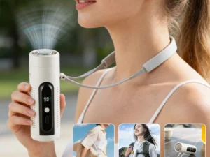 Mini Handheld Fan Portable Neck Hanging Fan USB Rechargeable Outdoor Waist Clip Air Fan Turbo Ice Cooling Fan with Cold Compress