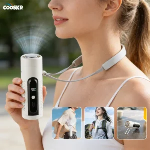 Mini Handheld Fan Portable Neck Hanging Fan USB Rechargeable Outdoor Waist Clip Air Fan Turbo Ice Cooling Fan with Cold Compress