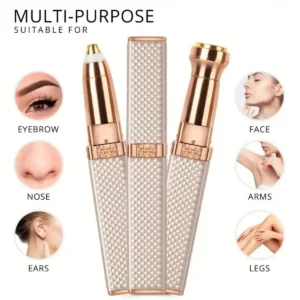 1pc Rechargeable 2-In-1 Eyebrow Razor And Hair Shaver With LED Light - Painlessly Remove Peach Fuzz, Facial Hair, Eyebrows, Lips