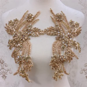 1pair High Quality Clothing Beaded Accessories Rhinestones Applique Patches For Clothing DIY