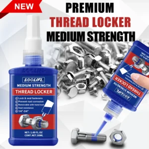 LOOLIFL Blue Thread Locker 243 Nuts-Bolts Locker, Screw Adhesive Lock Tight Seal Fasteners Anaerobic Curing Metal Glue,Rustproof