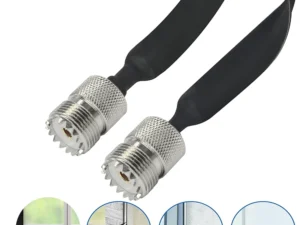 Window/Door Pass Through Flat RF Coaxial Cable SO239 UHF Female to UHF Female Male  PL259 50 Ohm RF Coax Pigtail Extension Cord