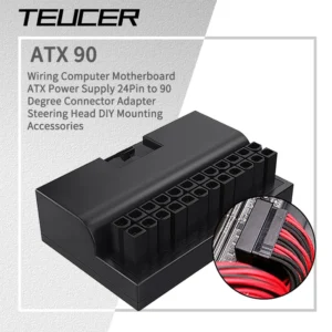 TEUCER ATX 90 degree 24pin Power Plug Adapter Mainboard Power Connectors Modular Insulated power cord
