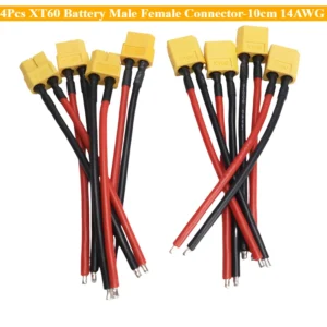 4pcs XT60 Battery Male Female Connector Plug - 10cm 14AWG Silicone Wire Cable for RC Airplane Lipo Battery ESC FPV Drone Expand