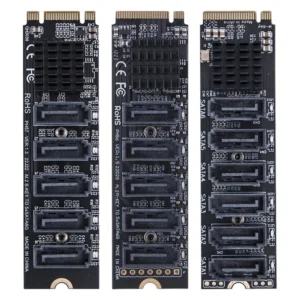 M.2 MKEY PCI-E Expansion Card 5/6 Port Adapter Card M.2 To SATA 3.0 Converter 6Gpbs SATA3.0 Adapter Support PM Function