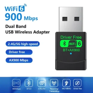 AX900 USB WiFi 6 Bluetooth 5.4 Adapter 2in1 Dongle Dual Band 2.4G & 5GHz USB Network Wireless Wlan Receiver