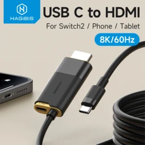 Hagibis Portable TV Dock for Switch/OLED/Switch2 USB C to HDMI Cable Adapter 8K@60Hz HDR 100W PD for Laptops SteamDeck ROG Ally