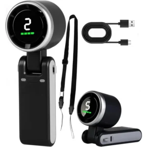 3-in-1 Portable Handheld Turbo Fan, 5-Speed High-Velocity Cooling, 3600mAh Battery, Digital Display, Foldable USB/Type-C Fan