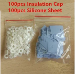 YYT 100Pcs TO-220 Transistor Plastic Insulation Washer+100Pcs TO-220 Isolated Silicone Pad Sheet Strip