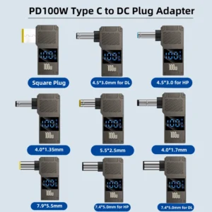 100W USB Type C Fast Charging Adapter Plug Connector Universal USB C to DC Laptop Charger Converter for Lenovo Dell Asus Hp Acer