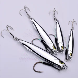 1pc Electroplated Spoon Metal Jigs Fishing Lures with Hooks -10g-80g Ideal for Catching Mackerel, Bass and More