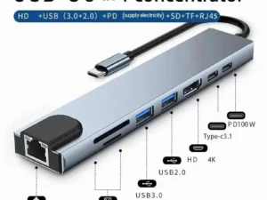 Usb 8In1 7in2 7in1 3in1 11in 1 Type C  To 4k HdTV Hub Adapter Sd Tf Rj45 Card Reader Pd Fast Charge For Macbook laptop Computer