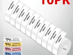 2/5/10Rolls P15 Thermal Label Sticker for Phomemo D30 Q30 Marklife P15 P12 DELI Q2 Label Maker White 12x40mm 15x30mm Label Tape