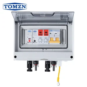 TOMZN HT-8WAY IP65 Photovoltaic Distribution Box 2P 600VDC 16A 20A 25A 32A 40A 50A 63A 1 IN 1OUT Fuse SPD MCB Combiner Box Small