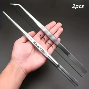 2pcs Professional Stainless Steel Kitchen Tweezers - Cooking Clamps For Electroplating, Seafood, Grilling, Precision Cooking