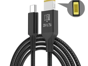 USB C 65W 100W 135W Charger Power Cable Type-C to Slim Tip Square Port Converter Cord Compatible with Lenovo Legion Y7000 Laptop