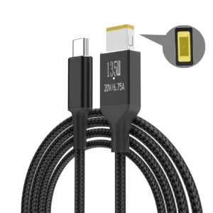 USB C 65W 100W 135W Charger Power Cable Type-C to Slim Tip Square Port Converter Cord Compatible with Lenovo Legion Y7000 Laptop