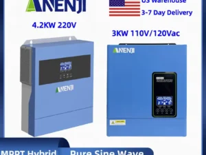 ANENJI 4KW 220v 3KW 110V Hybrid Solar Inverter Off Grid Inverter Built MPPT 100A Solar Charge Controller Fit Work Without Battery