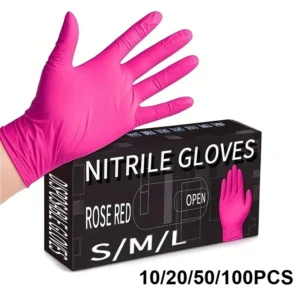 Pink Nitrile Disposable Gloves Powder & Latex Free Gloves for Kitchen Cooking Household Beauty Petcare Hair Dye Work Glove