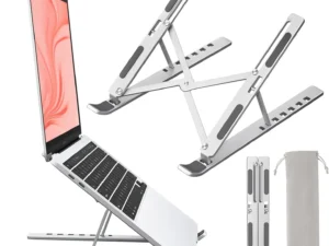 Ergonomic Aluminum Alloy Foldable Laptop Stand, 7 Adjustable Angles, Sand-Blasted Anti-Slip Stable Computer Holder