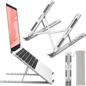 Ergonomic Aluminum Alloy Foldable Laptop Stand, 7 Adjustable Angles, Sand-Blasted Anti-Slip Stable Computer Holder