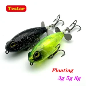 Testar 3g 5g 8g Surface Propeller Pencil Bait Topwater Wobbles Artificial Free Rotating Spin Tail Dogfish Bass Pike Fishing Lure