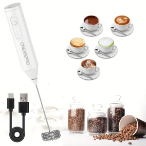 Wireless Milk Frother Electric Type-C Handheld Blender Stainless Steel Mini Coffee Maker Whisk Mixer For Coffee Cappuccino Cream