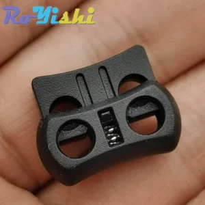 10 Pcs/Pack 2 Holes Cord Lock Toggle Stopper Plastic Toggle Clip Black 15mm*20mm*7.5mm