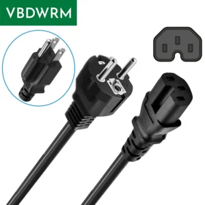 US/EU Plug to C15 Power Cord IEC 60320 C15 Power Cable NEMA 5-15P/Europe CEE7/7 EU Schuko Power Plug to C15 Power Extension Cord