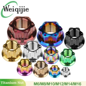 Weiqijie Titanium Nut M6 M8 M10 M12 M14 M16 Torx Flange Nut Hexagon Titanium Nut Fastener for Motorcycle Car Bicycle