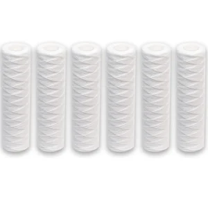 6pcs Universal String Wound Sediment Water Filter Cartridges for Most 10-Inch RO Unit 5 Micron – 10" x 2.5"