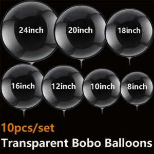 10pcs 10/16/18/20/24/36 inch Clear Bubble Balloons Large Transparent Bobo Balloons for Ramadan Wedding Birthday Party Decoration
