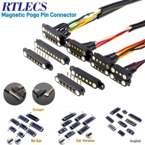 1/3/5 Pair Waterproof DC Magnetic Pogo Pin Connector 2 3 4 5 6 7 8 9 Poles 2.54 MM Pogopin Male Female Contact Strip 90 Degree
